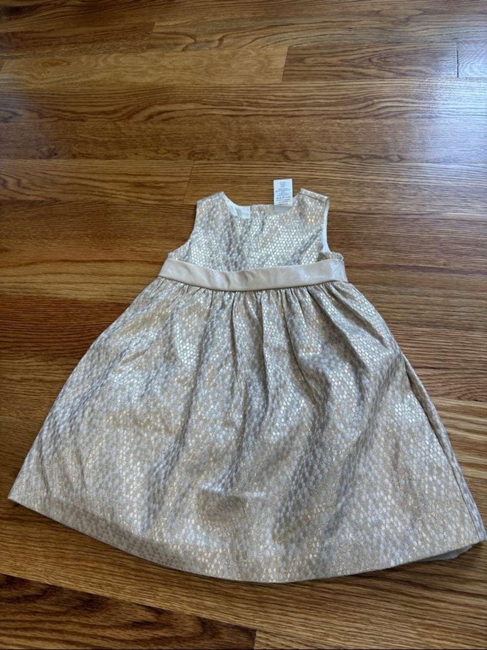 Gymboree baby Girls Metallic Gold and Cream Party Dress now back buttons 6-12 mo